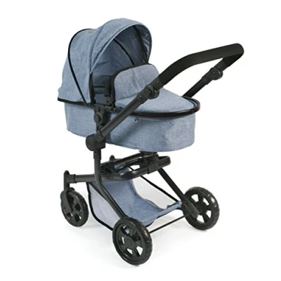 Image de Bayer Chic 2000 Poussette de poupée Mika, combinée 2 en 1 pour Enfants 4 à 8 Ans, Jeans Bleu, garçons