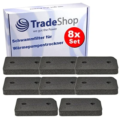 Image de Trade Shop Lot de 8 filtres en mousse compatibles avec Miele TCF650WP TWF640WP TSF643WP TWF660WP TSF663WP TCD440WP TCD450WP TWD440WP