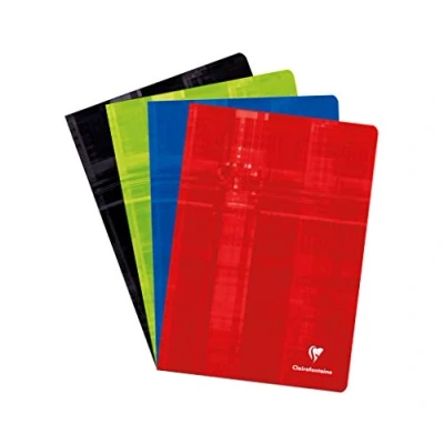 Image de Clairefontaine 63125C Un Cahier Agrafé A4 21x29,7 cm 80 Pages Lignées avec Marge Papier Blanc 90 g Couverture Carte Pelliculée Couleur Aléatoire