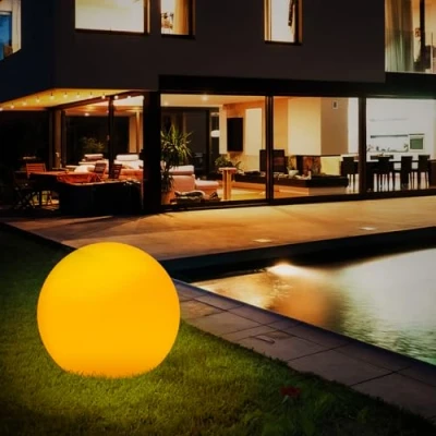 Image de homdat Lampe Solaire Exterieur RGB Boule Lumineuse Jardin LED Lumiere avec Télécommande 2000mAh Batterie Eclairage 16 Couleurs, 25cm