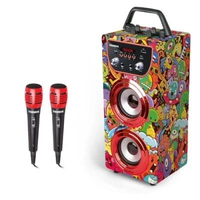 Image de Trendix Karaoke Enfant Monster Club Enceinte Karaoké 2 Microphones Bluetooth Portable avec Micro