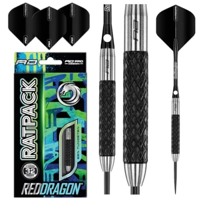 Image de RED DRAGON Rat 1 : Jeu de fléchettes en tungstène 32 g avec ailettes et tiges
