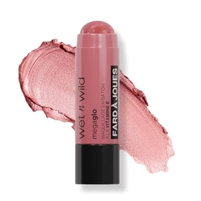 Image de Wet n Wild, Mega Glo Vitamin E Makeup Stick, Stick Blush Polyvalent pour les Yeux, Joues et Lèvres, avec une Formule Constructible Estompable, Prêt à Voyager Rétractable, Dusty Pink