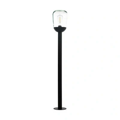 Image de Eglo Lampe d&#039;Extérieur Donatori 1 Ampoule Vintage Rétro Lampadaire en Fonte d&#039;Aluminium Noir et Verre Transparent Extérieure avec Douille E27 Ip44