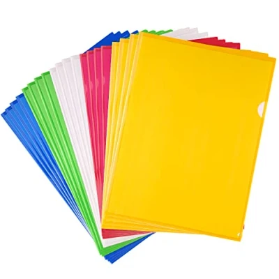 Image de FEPITO 20 Pack A4 Zip Document Dossier Pochette Flush Folders en Plastique Porte Documents Couleurs Assorties