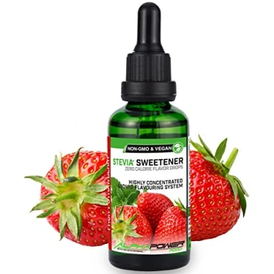 Image de ALPHAPOWER FOOD Stévia Gouttes de Fraise arôme alimentaire naturel I Édulcorant Liquide très concentré 1 x 50 ml. flavour Stevia drops, Flavdrops