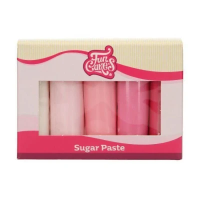 Image de FunCakes Pâte à Sucre Multipack Palette rose blanc, pastel, doux, joli rose, vif 5 x 100 g