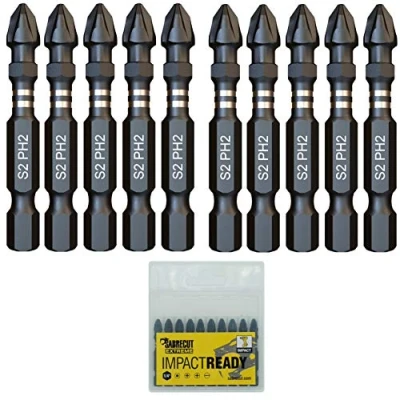 Image de 10 x SabreCut SCPH250_10 Jeu d&#039;embouts de tournevis à percussion PH2 50 mm une extrémité Phillips No.2 Heavy Duty avec boîte rangement
