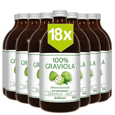 Image de 18 x 100% JUS de COROSSOL 500ml non filtré et végétalien à base purée corossol. Guanábana. Soursop. Graviola. Stachelannone.