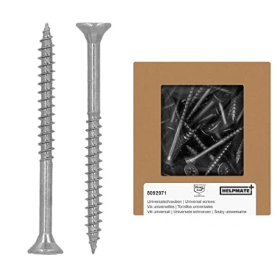 Image de HELPMATE Vis universelles tête fraisée 4x50 acier inoxydable A2 200 à bois avec entraînement PZ 2 et filetage partiel pour panneaux de particules l&#039;intérieur l&#039;extérieur