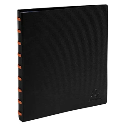 Image de Exacompta Réf. 86034E 1 Protège documents Exactive amovible à anneaux avec 30 pochettes détachables 60 vues 5 intercalaires couleur porte étiquette pour A5 couverture rigide noire