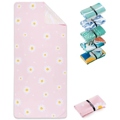 Image de Fit Flip Serviette de Plage Microfibre Grande Fine et légère à séchage Rapide Drap Piscine XXL Serviettes Anti Sable 100% recyclée Daisy Dream 200cm x 90cm