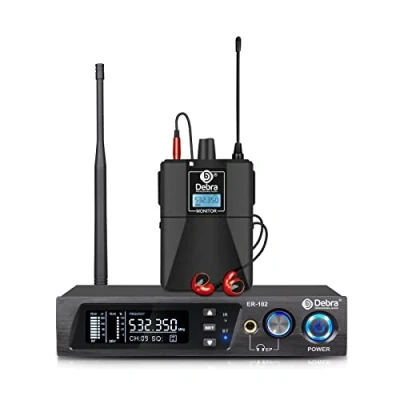Image de D Debra Audio ER 102 UHF Système de Moniteur Intra auriculaire sans Fil à Canal Unique avec émetteur et récepteur pour scène, Studio d&#039;enregistrement, Musiciens, Survei (1 Bodypack with Transmitter)