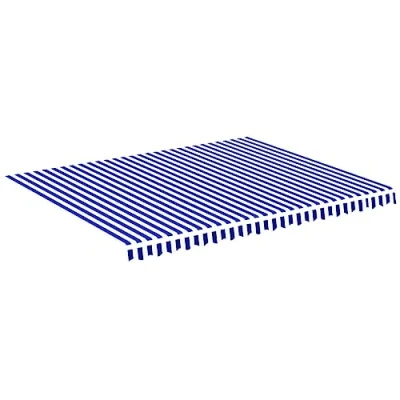 Image de vidaXL Tissu de Remplacement pour Auvent Toile d&#039;Auvent Rechange Store Banne Jardin Patio Terrasse Extérieur Bleu et Blanc 4,5x3,5 m
