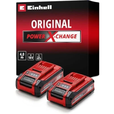 Image de Original Einhell Batterie 4 Ah Power X Change PLUS (18 V, lithium ion, pour tous les appareils Change, contrôle de l’état charge, Twin Pack, avec 2 batteries Ah, sans chargeur)