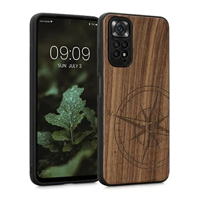 Image de kwmobile Housse Compatible avec Xiaomi Redmi Note 11 / 11S Coque Étui de Protection Rigide Antichoc Cadre en TPU Brun foncé