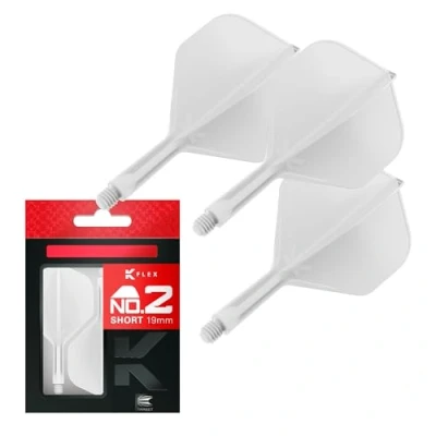 Image de Target Darts K Flex Integrated Dart Flight And Shaft, No.2 Blanc (Court) Pack de 3 fléchette No 2, 2 en 1 moulées avec précision et tige Accessoire professionnel