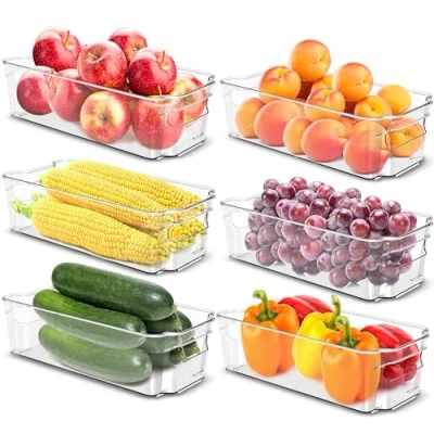 Image de KICHLY Bacs de Rangement Garde Manger Lot 6 Mettre l&#039;ordre dans Placard Cuisine, Salle Bain, Les Comptoirs Bureau avec Multi usages Boite sans BPA (Clair)