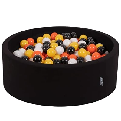 Image de KiddyMoon Piscine À Balles pour Bébé Rond 90X30cm/300 7Cm Fosses Boules Jouet Enfant, Toucan: Noir/Blanc/Orange/Jaune