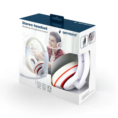 Image de Gembird MHS 03 WTRD écouteur/casque Avec fil Arceau Appels/Musique Rouge, Blanc Neuf