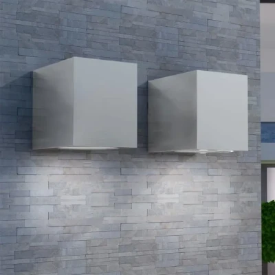 Image de vidaXL Applique murale d&#039;extérieur forme de cube 2 pcs Lampe éclairage jardin 42224