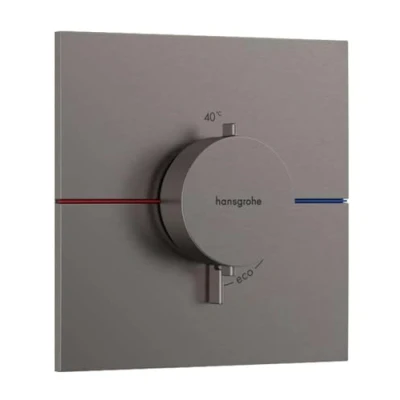 Image de hansgrohe ShowerSelect Comfort E Mitigeur thermostatique, Robinet encastré avec arrêt de sécurité (SafetyStop) à 40C, Thermostat carré, 3 sorties, Noir chromé brossé