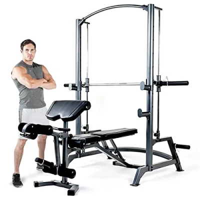 Image de Système Olympique Marcy SM1050 Appareil de Musculation à Charge guidée Rack Squat &amp; Banc Complet