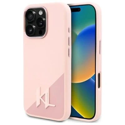 Image de Étui Karl Lagerfeld pour iPhone 16 Pro Max 6.9 rose étui rigide Silicone Shadow Metal Initial MagSafe Neuf