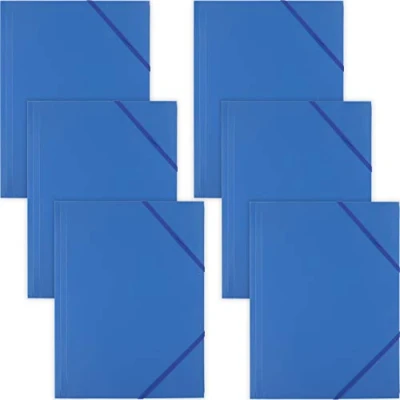 Image de D.RECT ​​ 6 pièces Reliure Chemise Postale en Plastique / PP Avec Bande Élastique Pour DIN A4 Bleu 009084