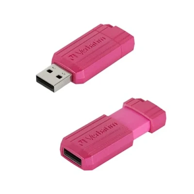 Image de Verbatim Clé USB PinStripe 32Go I 2.0 Memory Stick pour laptop ordinateur portable ultrabook TV autoradio avec mécanisme poussoir rose fuchsia