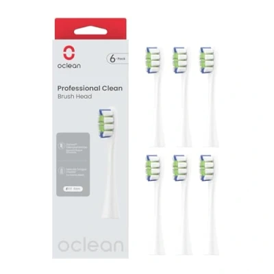 Image de Oclean Brossettes de recharge professional W06, Compatible avec Flow, X Pro, Pro Elite, Digital, X10, Ultra, Air2, F1, Approuvés Par La FDA, Blanc 6Pcs