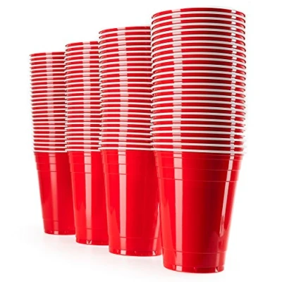 Image de Vivaloo 50 gobelets de fête réutilisables rouges américains originaux, à boisson taille originale 473 ml en plastique passent au lave vaisselle