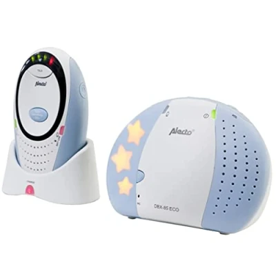 Image de Alecto bébé DBX 85 Écoute numérique Eco DECT 100% sans interférences Longue portée jusqu&#039;à 300 mètres Fonction Talk Back Buzzer et veilleuse LED Blue