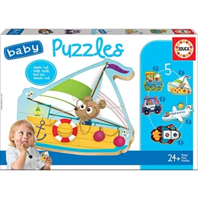 Image de Educa Baby Puzzles Véhicules. 5 Progressifs pour Bébé (3 à pièces). Recommandé partir de 24 Mois (18059)