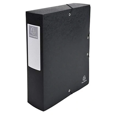 Image de Exacompta Réf. 50831E 6 boites de classement avec élastiques Exabox en carte lustrée 600g/m2 Dos 8 cm dimensions 25 x 33 pour documents A4 couleur noir livrées montées