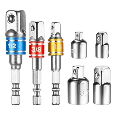 Image de Newder Forets Hexagonale Reducteur Connexion Adaptateur Douille 3 Pièces Socket Extension Bit Set + Lot de 4 Adaptateurs Réducteurs Pour Clés à Rochet/Clé 1/2&quot; 3/8&quot; 1/4&quot; Outils
