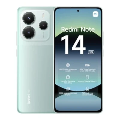 Image de Xiaomi Smartphone Redmi Note 14 5G,8+256GB,Vert,Système de caméra IA 108MP,Batterie 5110mAh,écran Soins oculIAres 120Hz,fonctionnalités (Chargeur Non Inclus)(Version Française+2Ans Garantie)