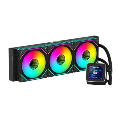 Image de ABYSM Gaming Refroidissement liquide OCEANIC 360 Black ARGB, avec écran LCD de 2,8&quot; personnalisable, pour surveiller la température du processeur, vitesse des ventilateurs et d&#039;autres paramètres