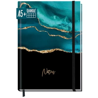 Image de Trendstuff by Häfft carnet à carreaux avec élastique [Shiny Teal] de 156 pages, 78 feuilles comme bullet journal, journal intime, notes