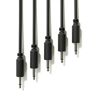 Image de ExcelValley 5 Pack Câbles Modulaires Mono Patch TS 3,5mm 1/8&quot; Eurorack Synthétiseur [Noir 60 cm 24&quot;]