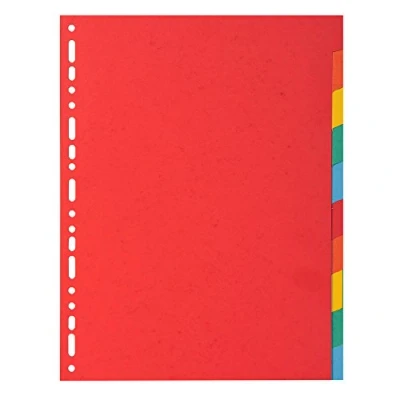 Image de Exacompta Réf. 2010E Intercalaires en carte coloris vifs recyclée 220g/m2 avec 10 onglets neutres Format à classer A4 Dimensions 22,5 x 29,7 cm