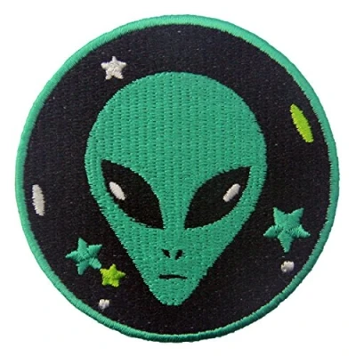 Image de Patch brodé en forme de Alien vert, à coudre ou coller avec fer repasser
