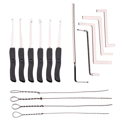 Image de Loboo Idea Extracteurs de clés cassées Set Home Depot Crochets retrait d&#039;outils serrurerie LockPick (15pcs, Noir)