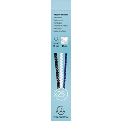 Image de Exacompta Réf. 76300E Boîte de 25 reliures spirales en PVC blanc 10 mm permet relier 40 à 65 feuilles 80 g format A4 ou A3 paysage convient pour tout type machine anneaux