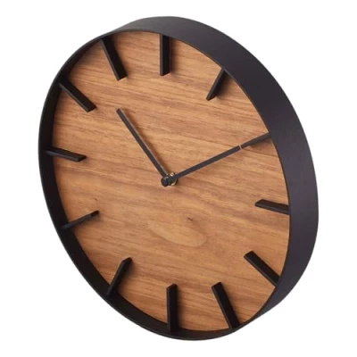 Image de Yamazaki Home Wall Clock Modern Wood Decoration Horloge Murale en Bois, Marron, Taille Unique