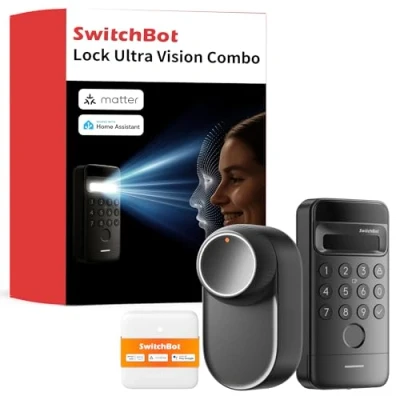 Image de SwitchBot Serrure Ultra WiFi connectée avec Keypad Vision, Reconnaissance faciale 3D, Vérouillage de porte à empreinte digitale, intelligente, Système triple alimentation