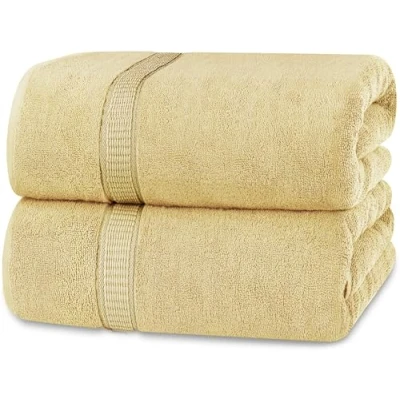 Image de Utopia Towels Luxueux Drap de Bain géant 2 pièces, 100% Coton filé à Anneaux, très Absorbant et séchage Rapide, Serviette Bain/Serviette Sauna, Super Douce (90 x 180 cm, Champagne)