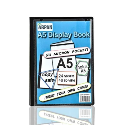Image de Arpan Porte vues 24 pochettes Noir Format A5 Pour professionnels, étudiants, projets, école, collège et usage personnel