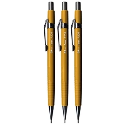 Image de Pentel 0,9 mm (p209) Jaune P200 Series mécanique automatique draughting Crayon gomme rechargeable Laisse p209 g (Lot de 3)