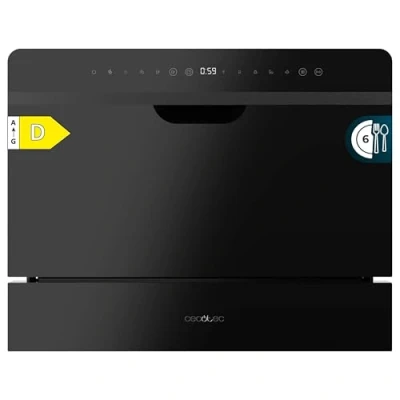 Image de Cecotec Lave vaisselle Compact Semi Intégrable 6 couverts Bolero Aguazero 2500 S BI Black Glass. 1380W, Finition verre noir, Basse consommation, 5 programmes, Panneau tactile, Départ différé